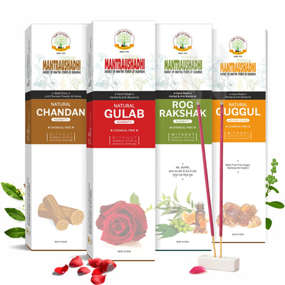 Rose, Chandan, Rog Rakshak & Guggul Fragrance Incense Sticks Pack of 4